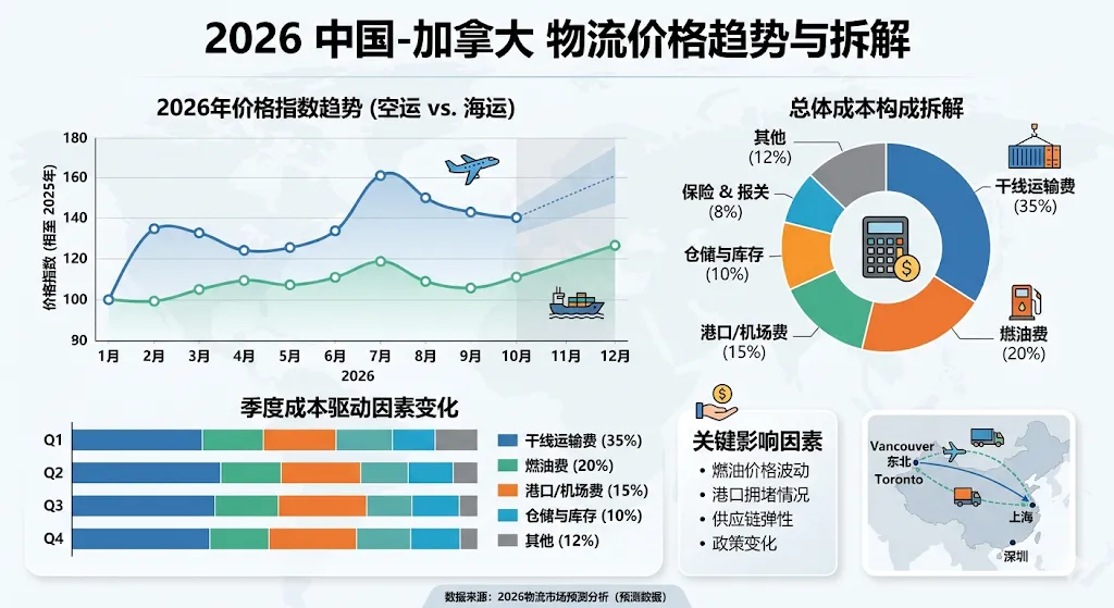 2026中国到加拿大物流价格趋势与拆解
