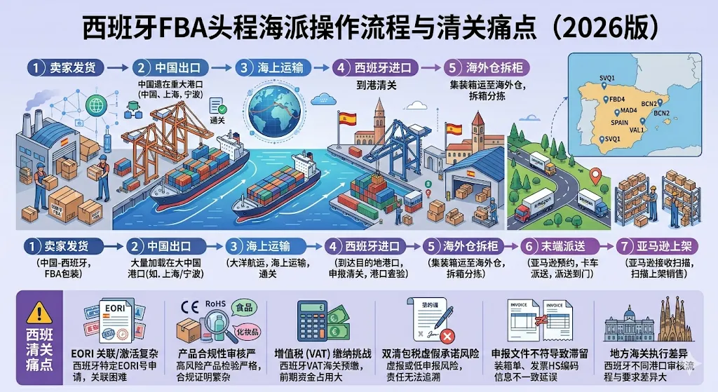 西班牙FBA头程海派操作流程与清关痛点