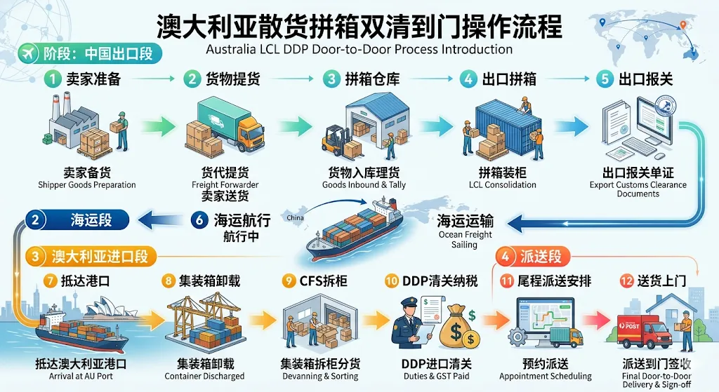 澳大利亚散货拼箱双清到门操作流程