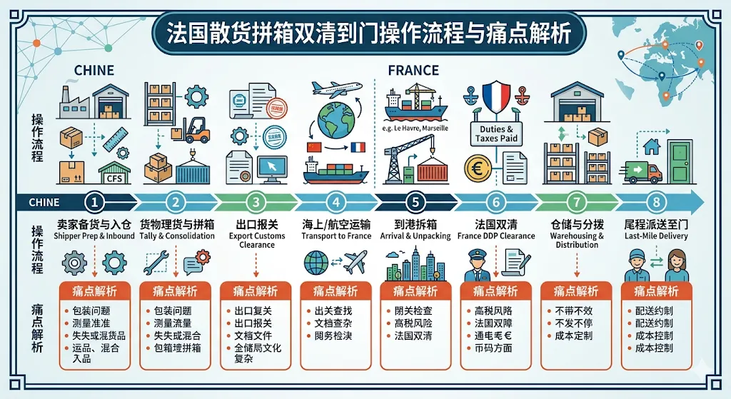 法国散货拼箱双清到门操作流程与痛点解析