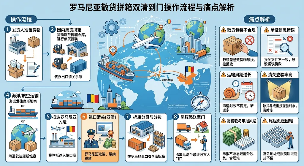 罗马尼亚散货拼箱双清到门操作流程与痛点解析