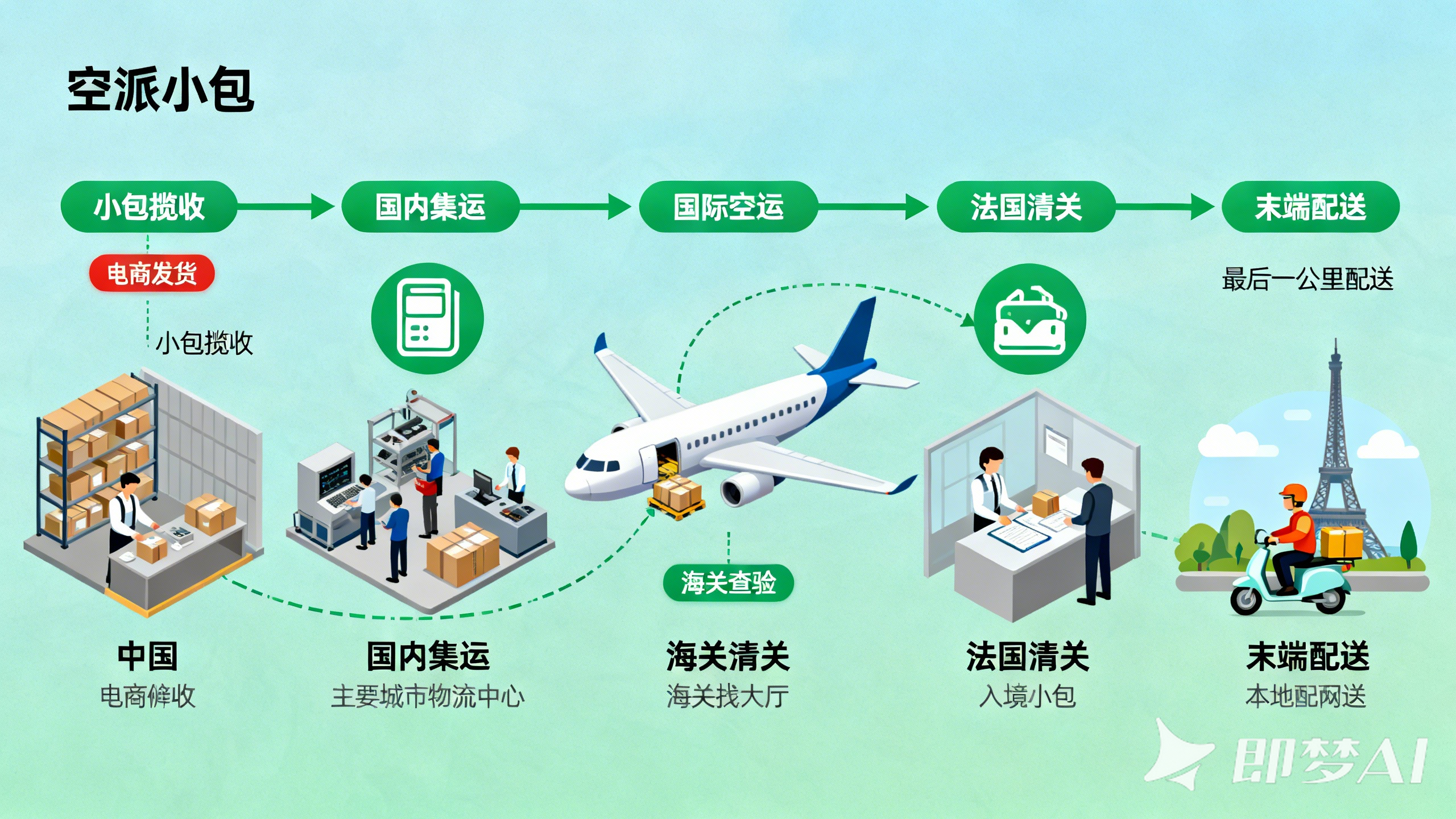 中国到法国空派小包