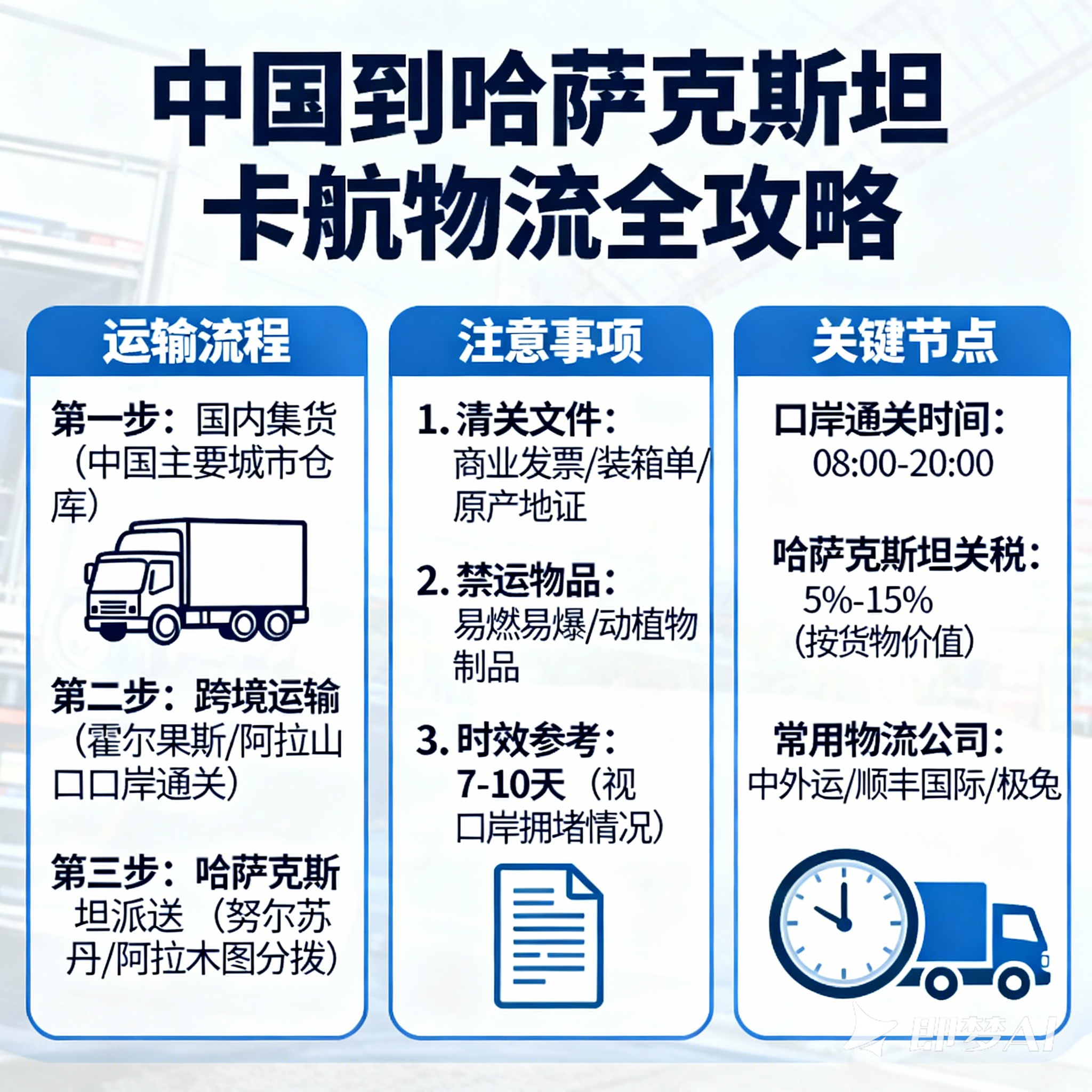 中国到哈萨克斯坦的卡航运输