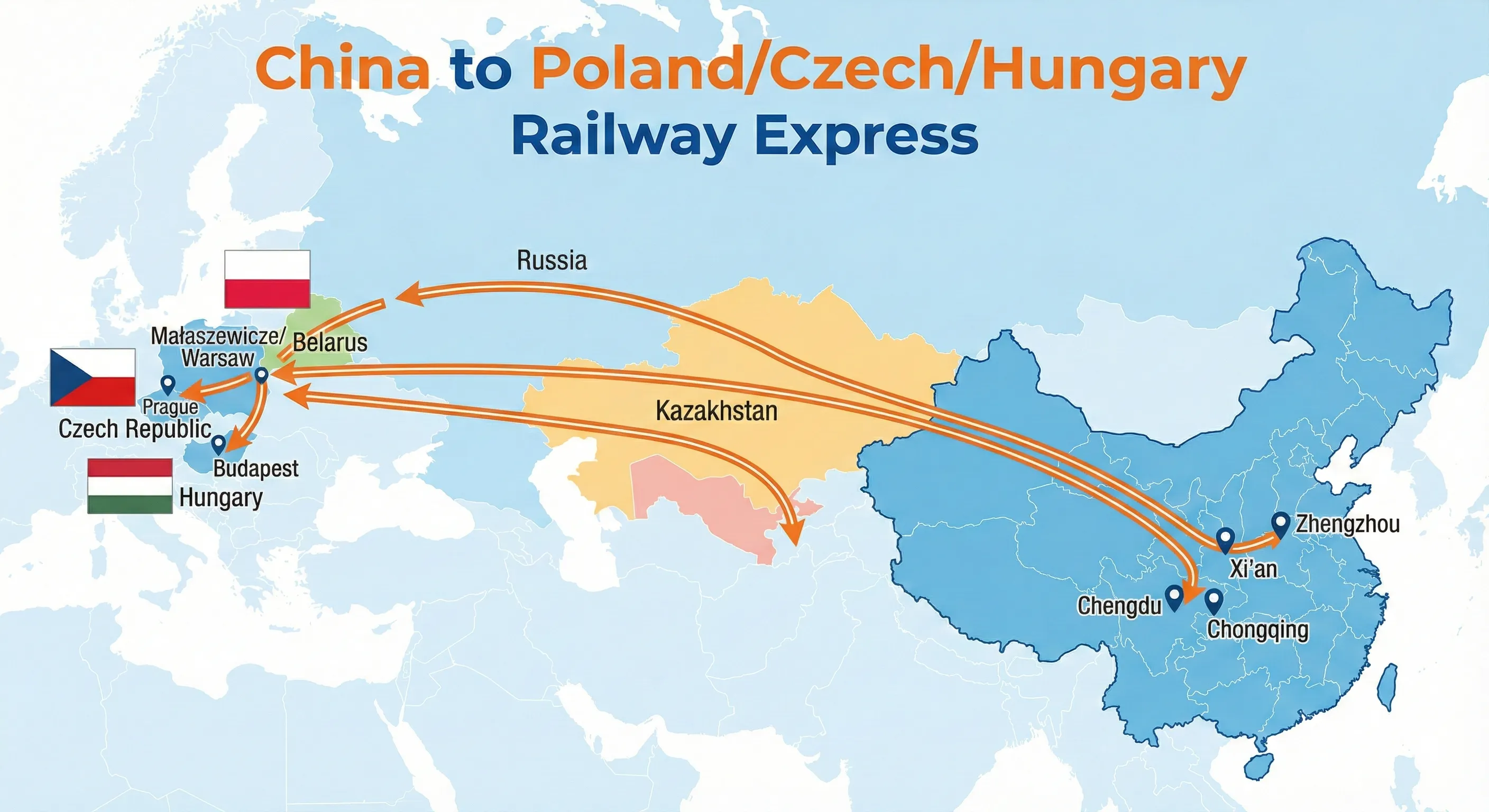 中国到波兰/捷克/匈牙利中欧班列专线