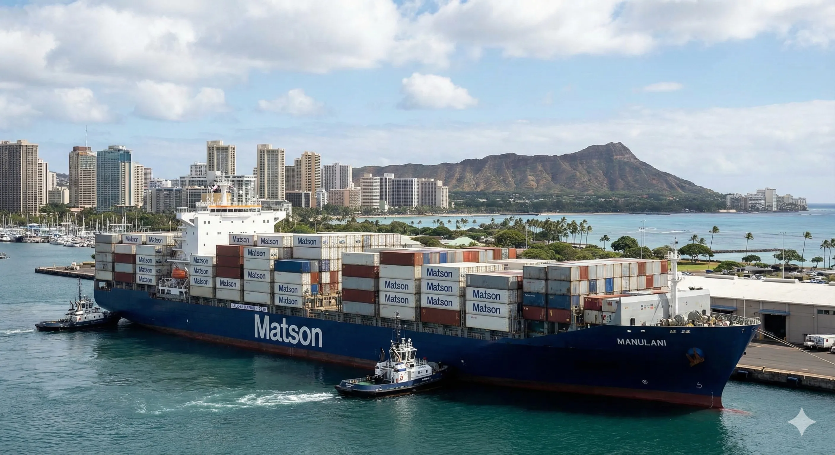 美森集装箱船满载物资抵达夏威夷火奴鲁鲁港口