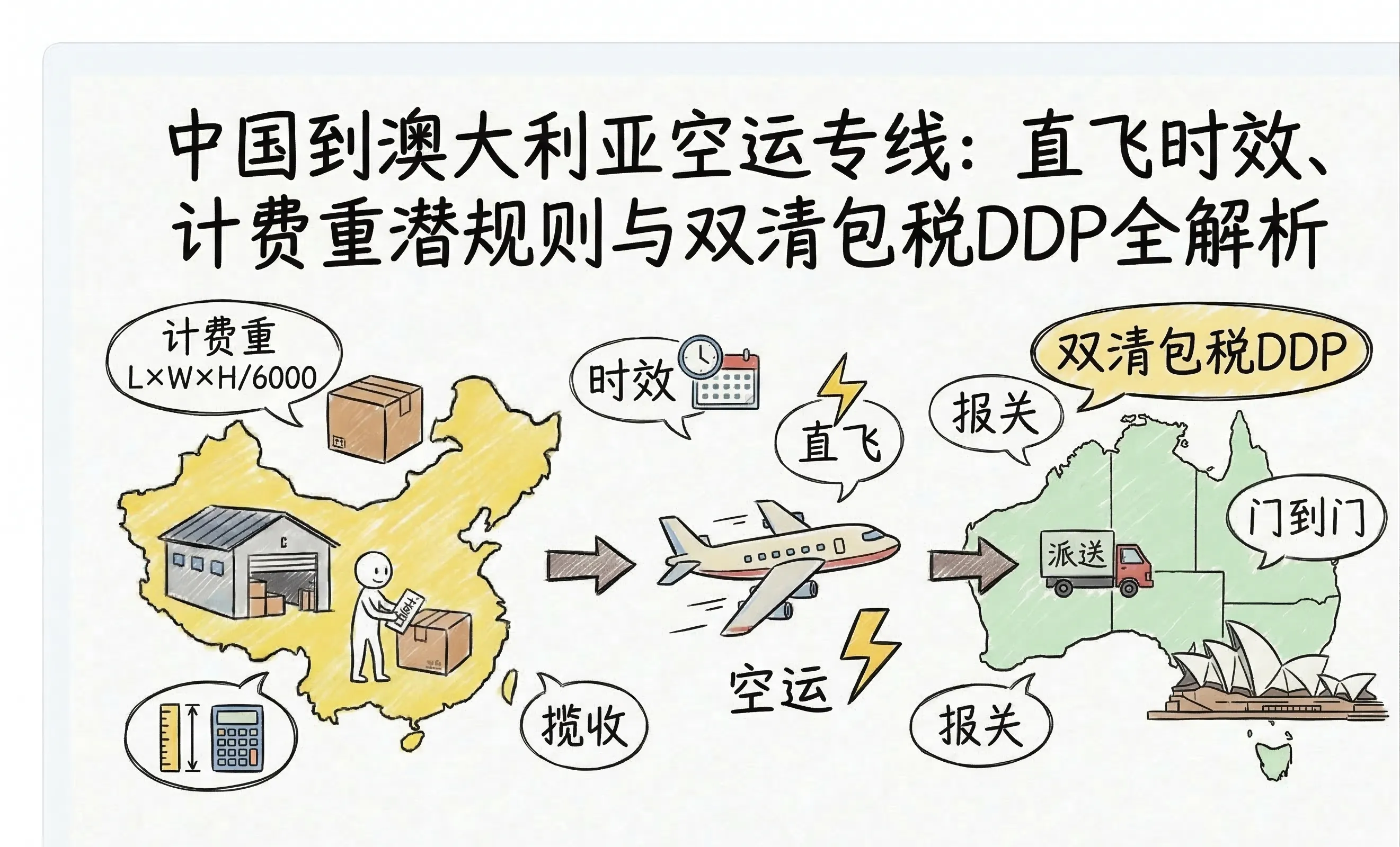 中国到澳大利亚空运双清包税专线