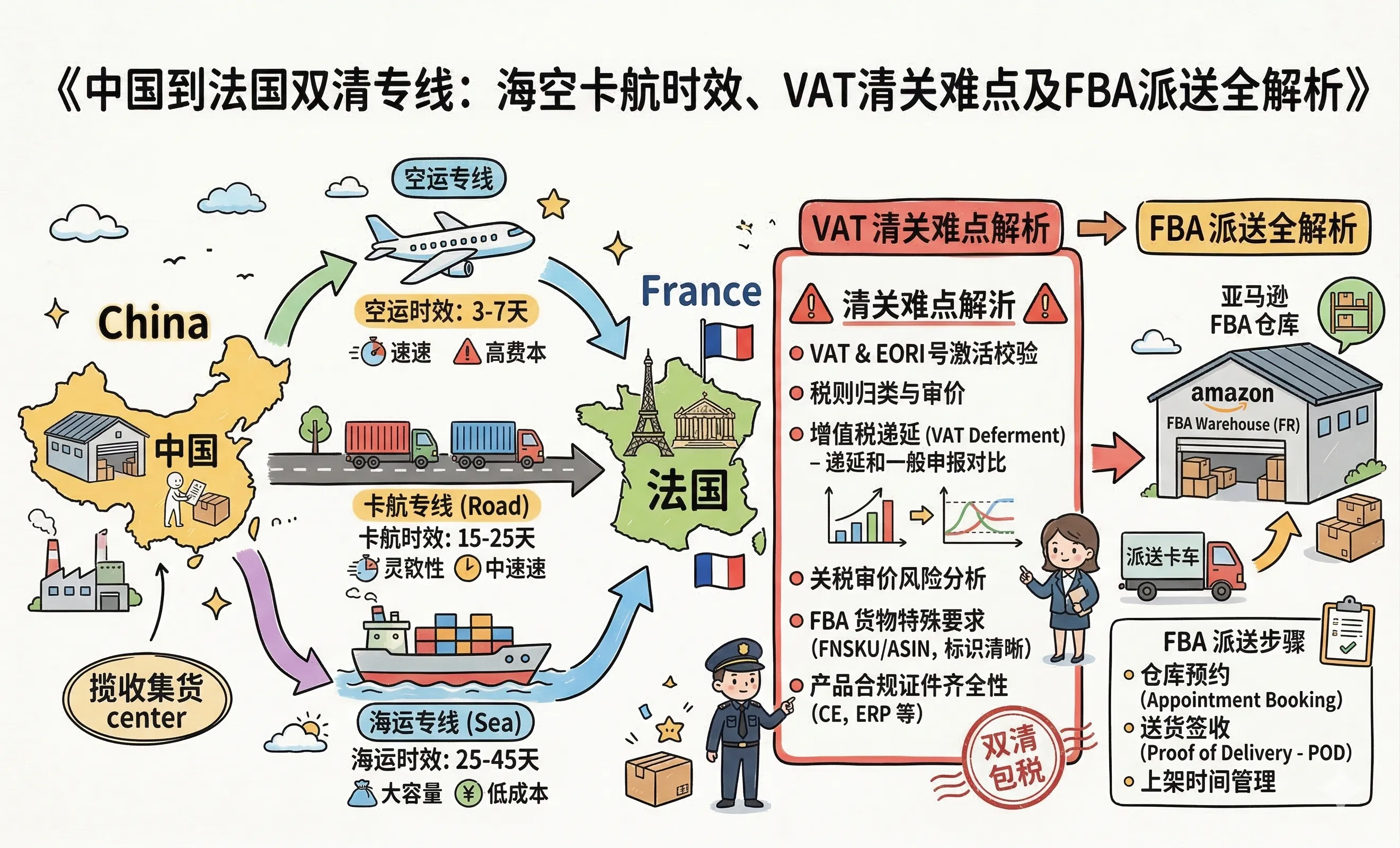 中国到法国双清包税专线全流程