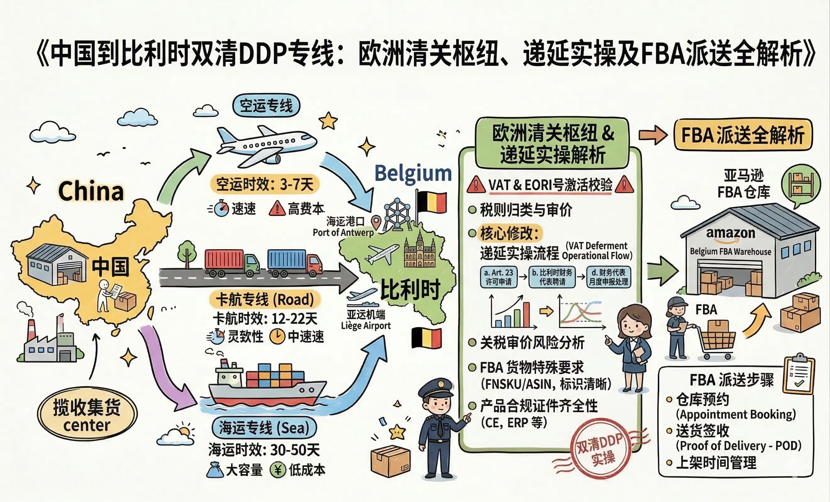 中国到比利时双清包税DDP专线全流程