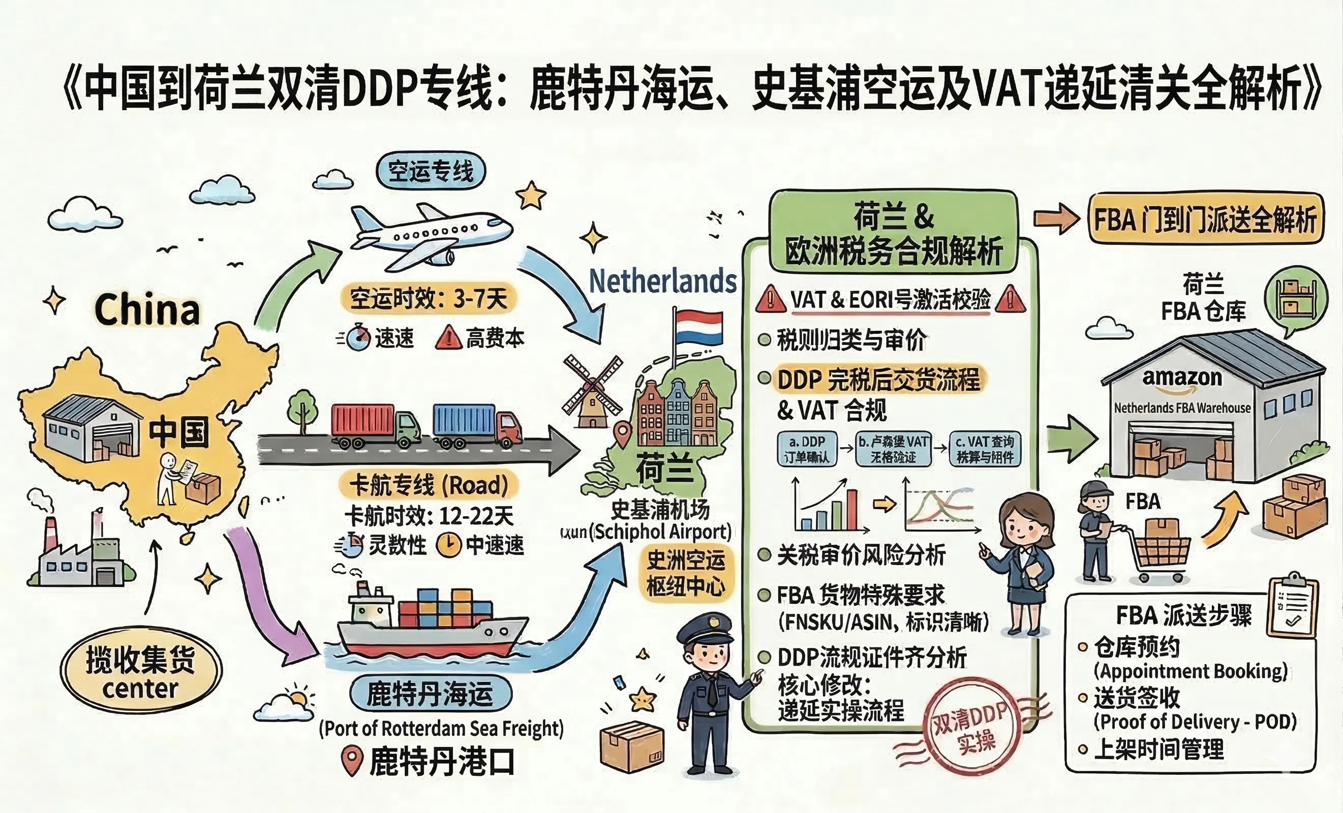 中国到荷兰双清包税DDP专线全流程