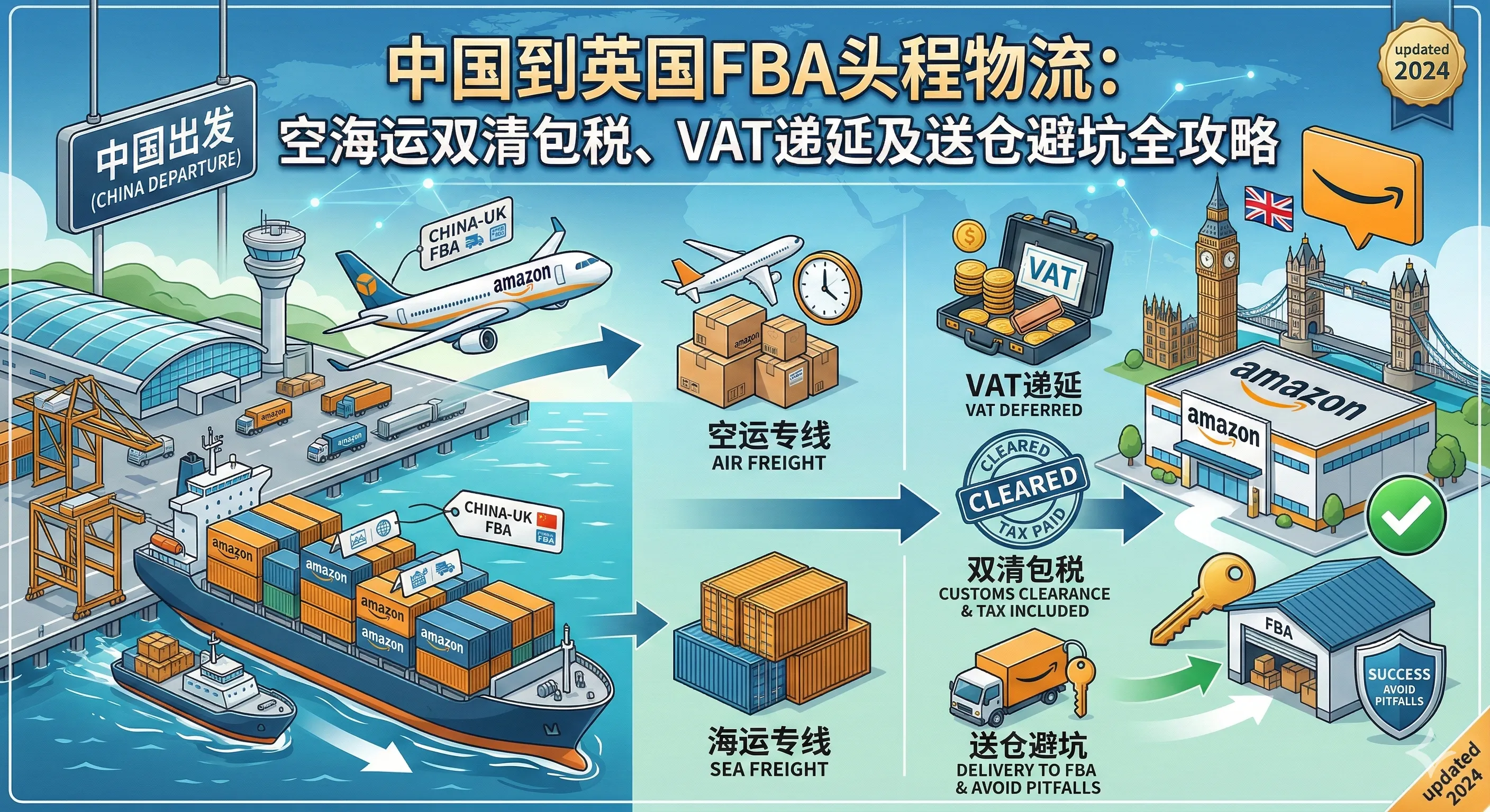 中国到英国FBA头程物流与海运双清