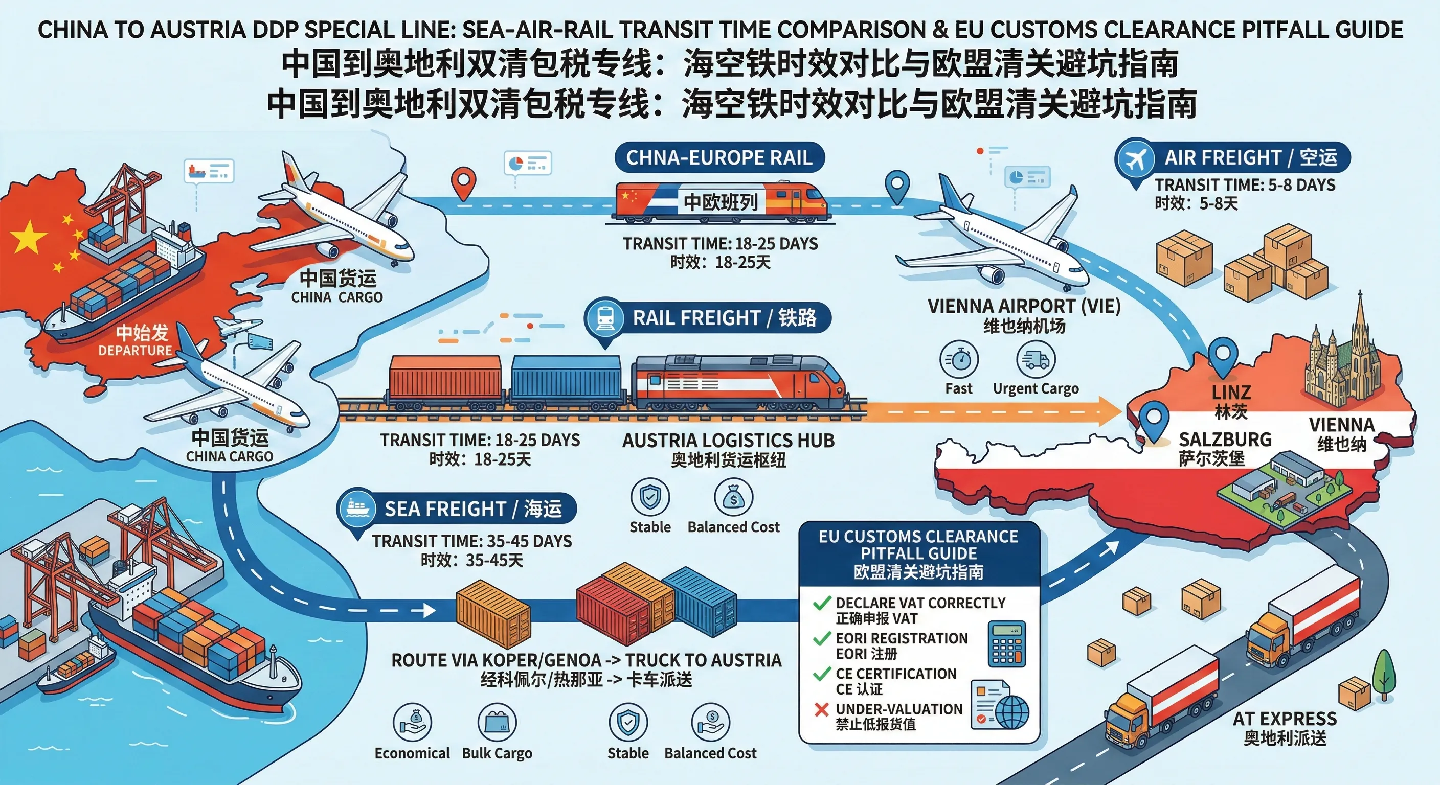 中国发货到奥地利双清包税物流实操