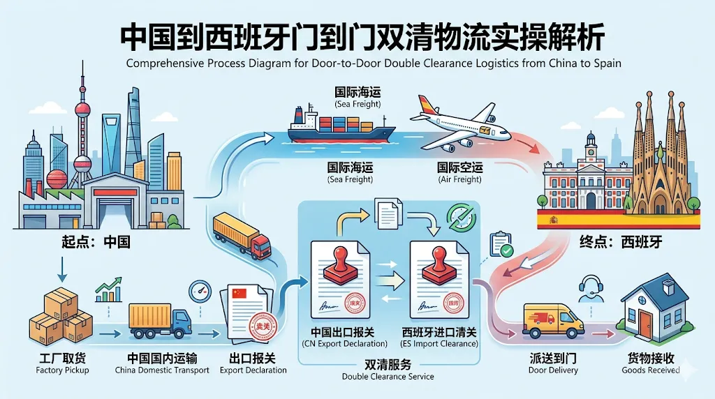 中国到西班牙门到门双清物流实操解析
