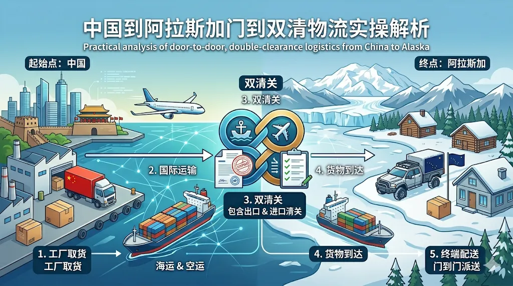 中国到阿拉斯加门到门双清物流实操解析