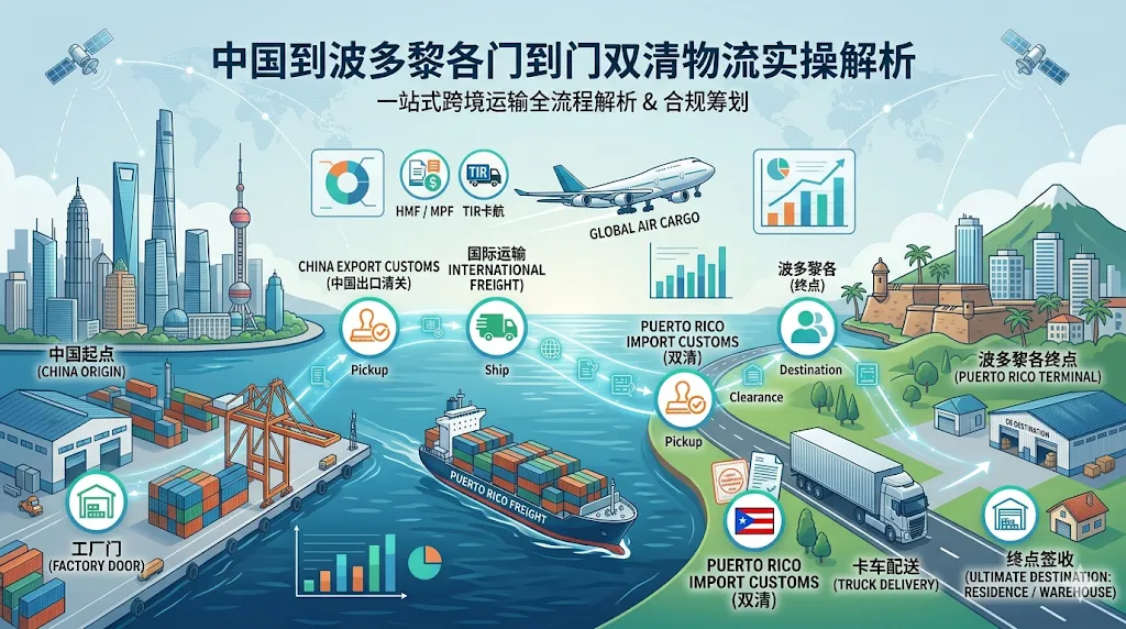 中国到波多黎各门到门双清物流实操解析