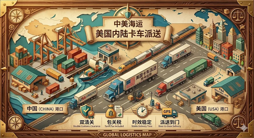 中国到美国海卡专线FBA头程派送