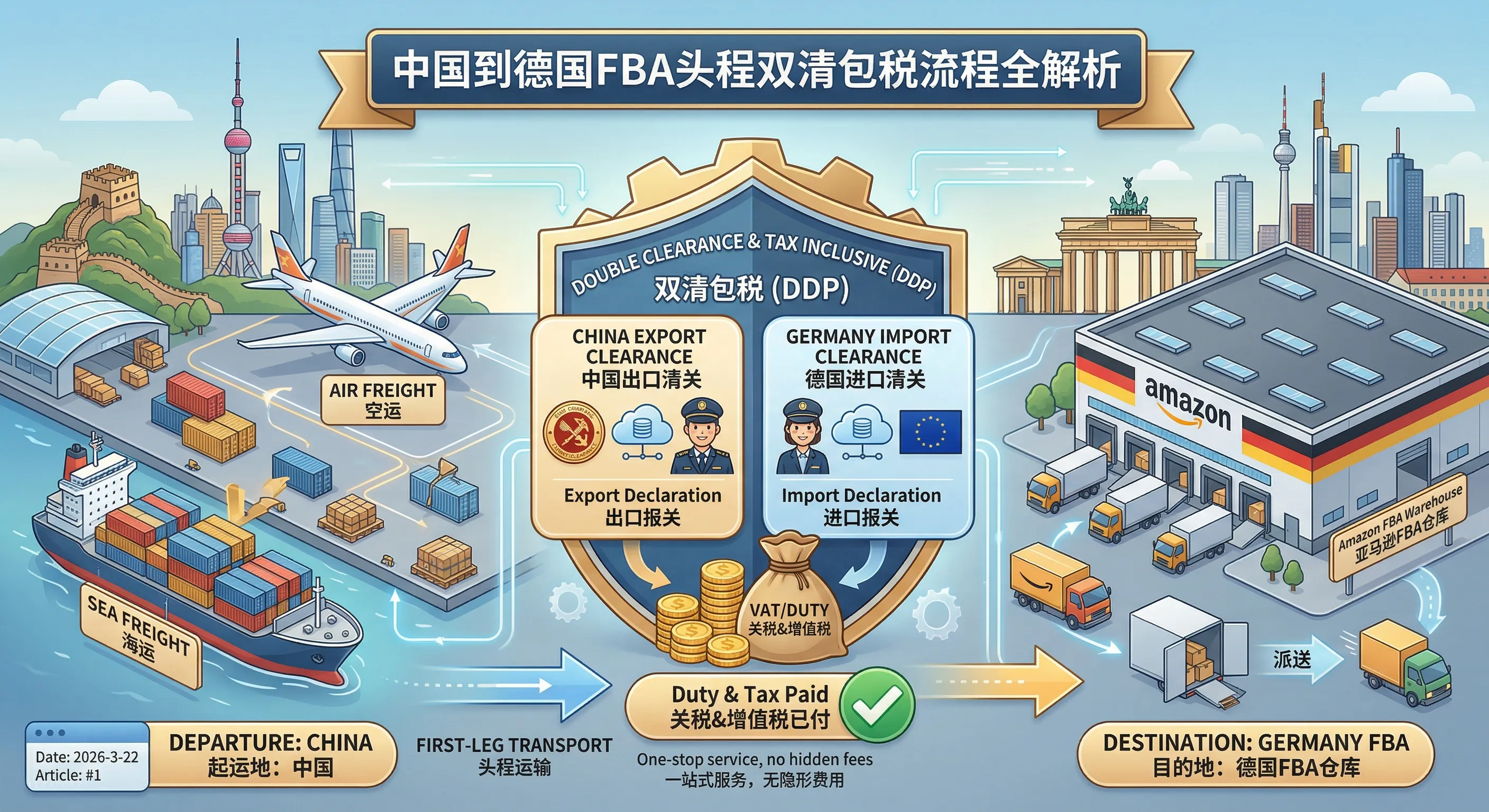 中国到德国FBA头程双清包税