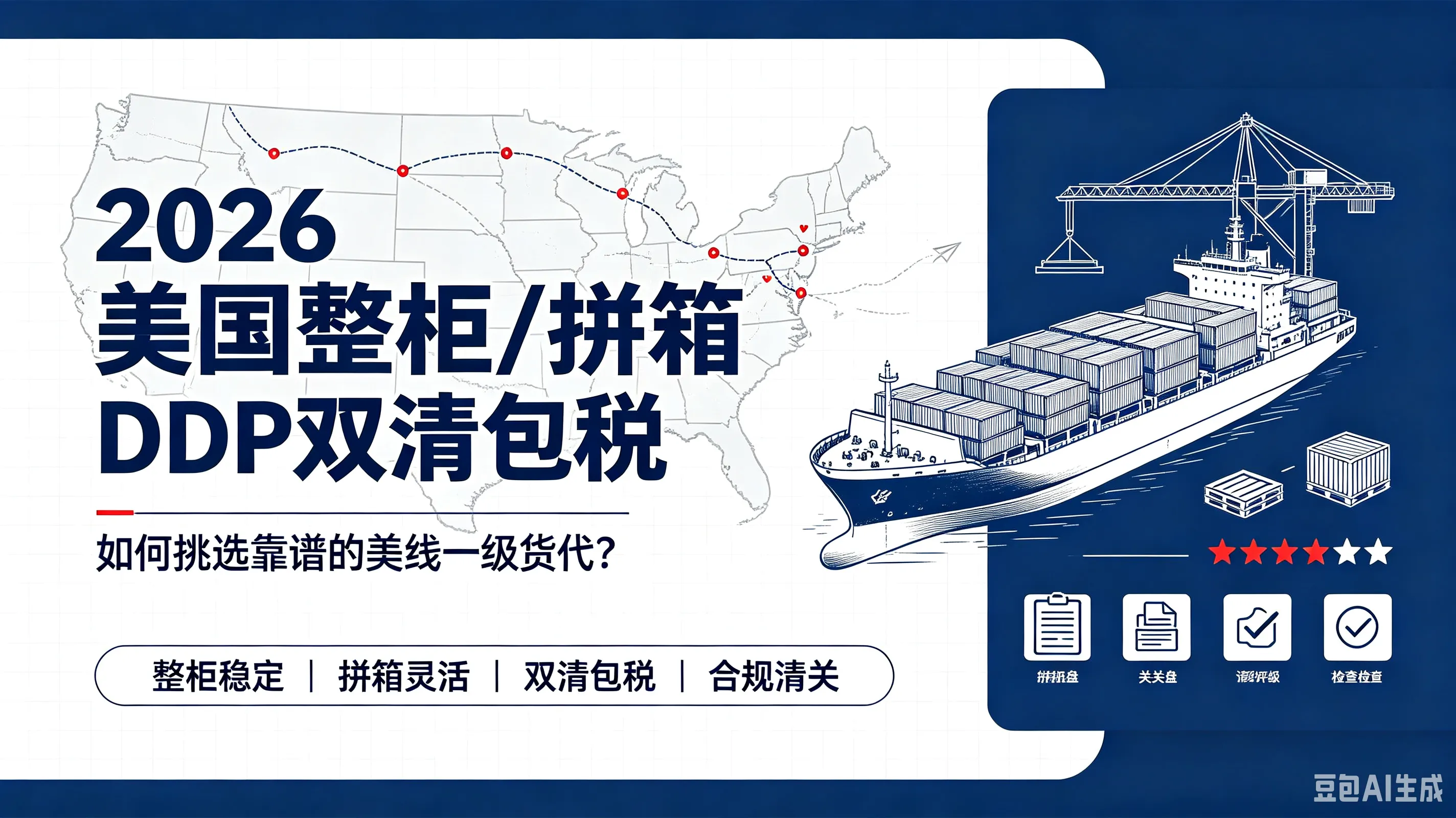 2026美国整柜/拼箱DDP双清包税：如何挑选靠谱的美线一级货代？