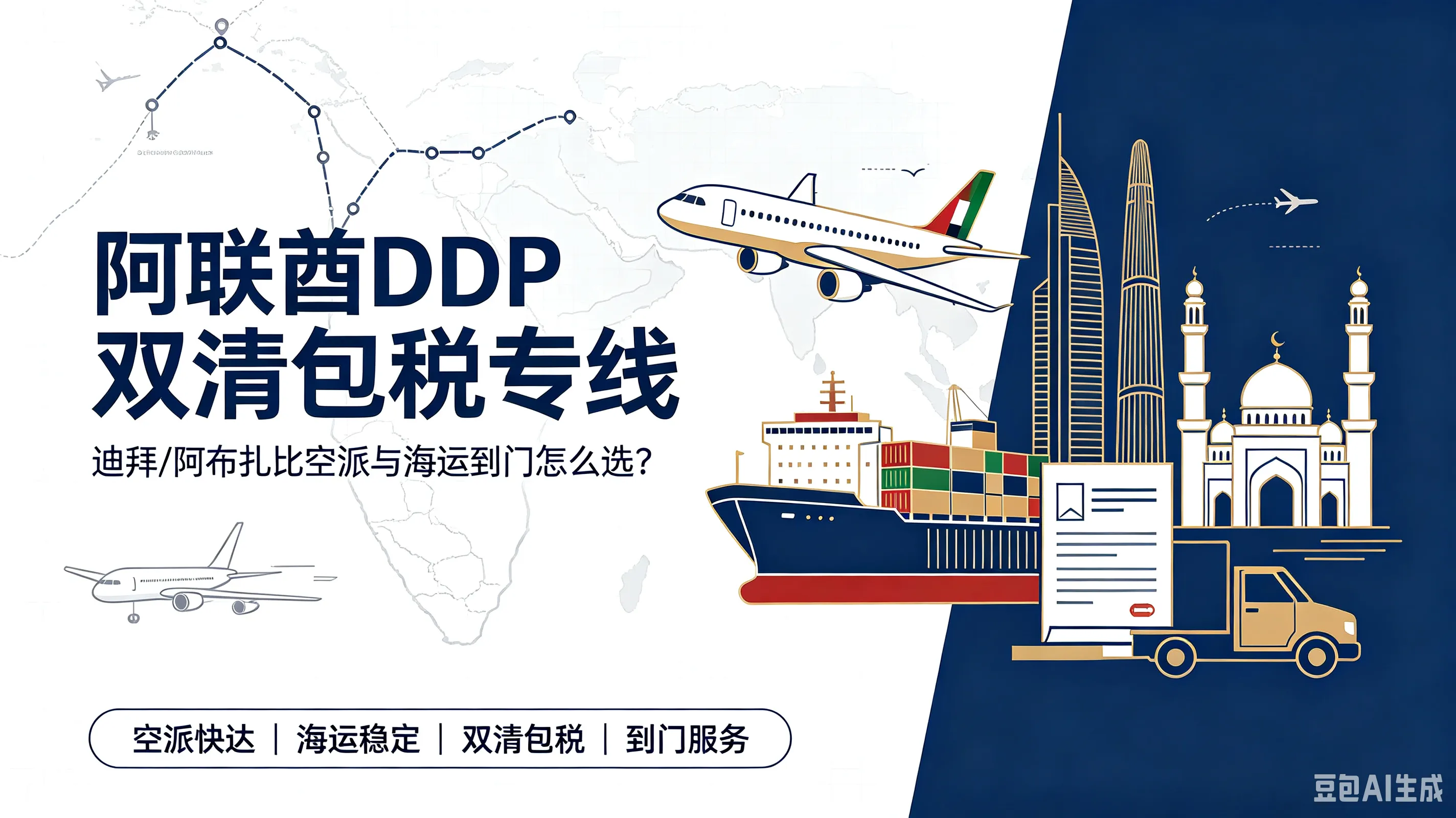 阿联酋DDP双清包税专线：迪拜/阿布扎比空派与海运到门怎么选？