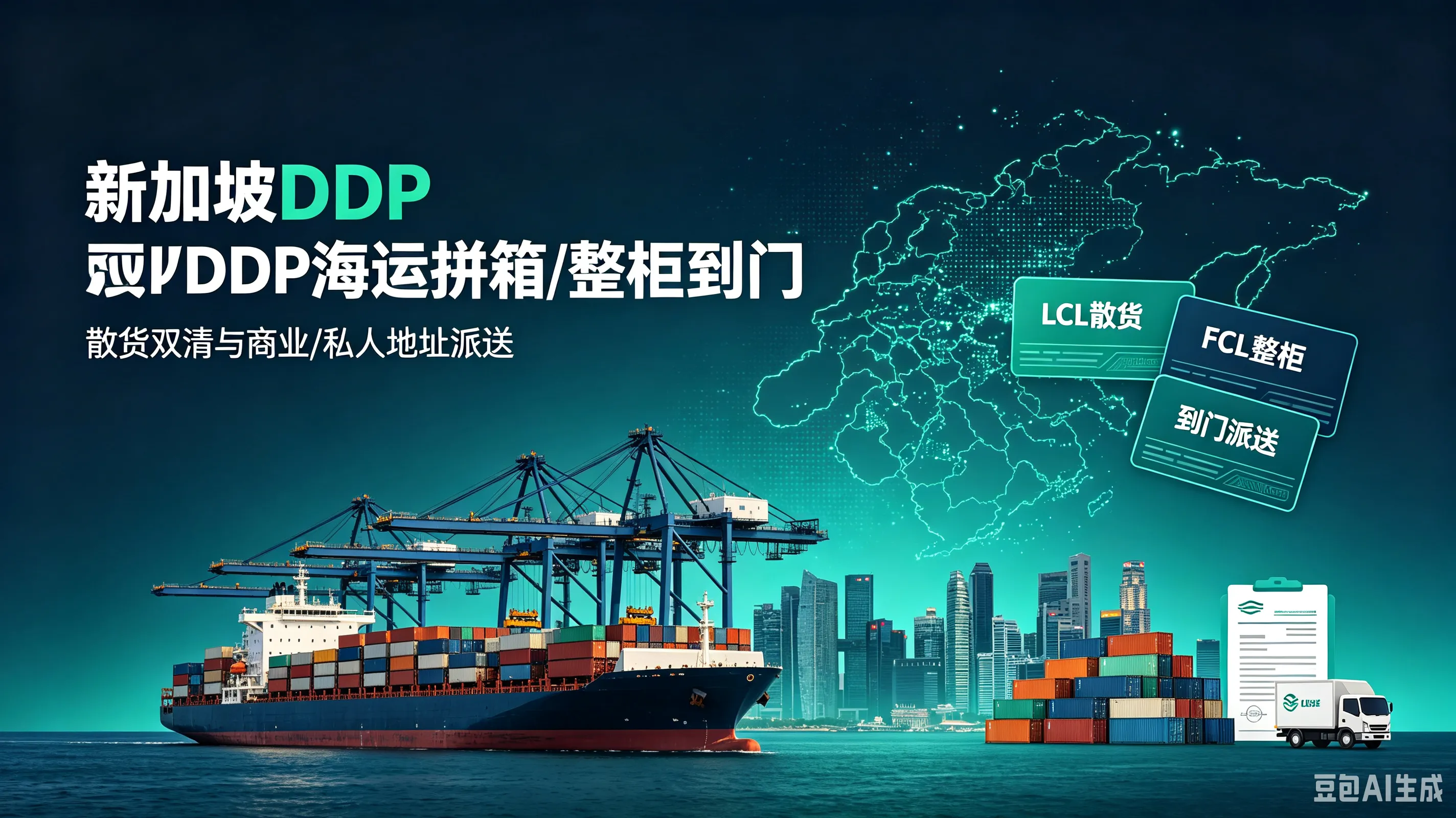 新加坡DDP海运拼箱/整柜到门：散货双清与商业/私人地址派送