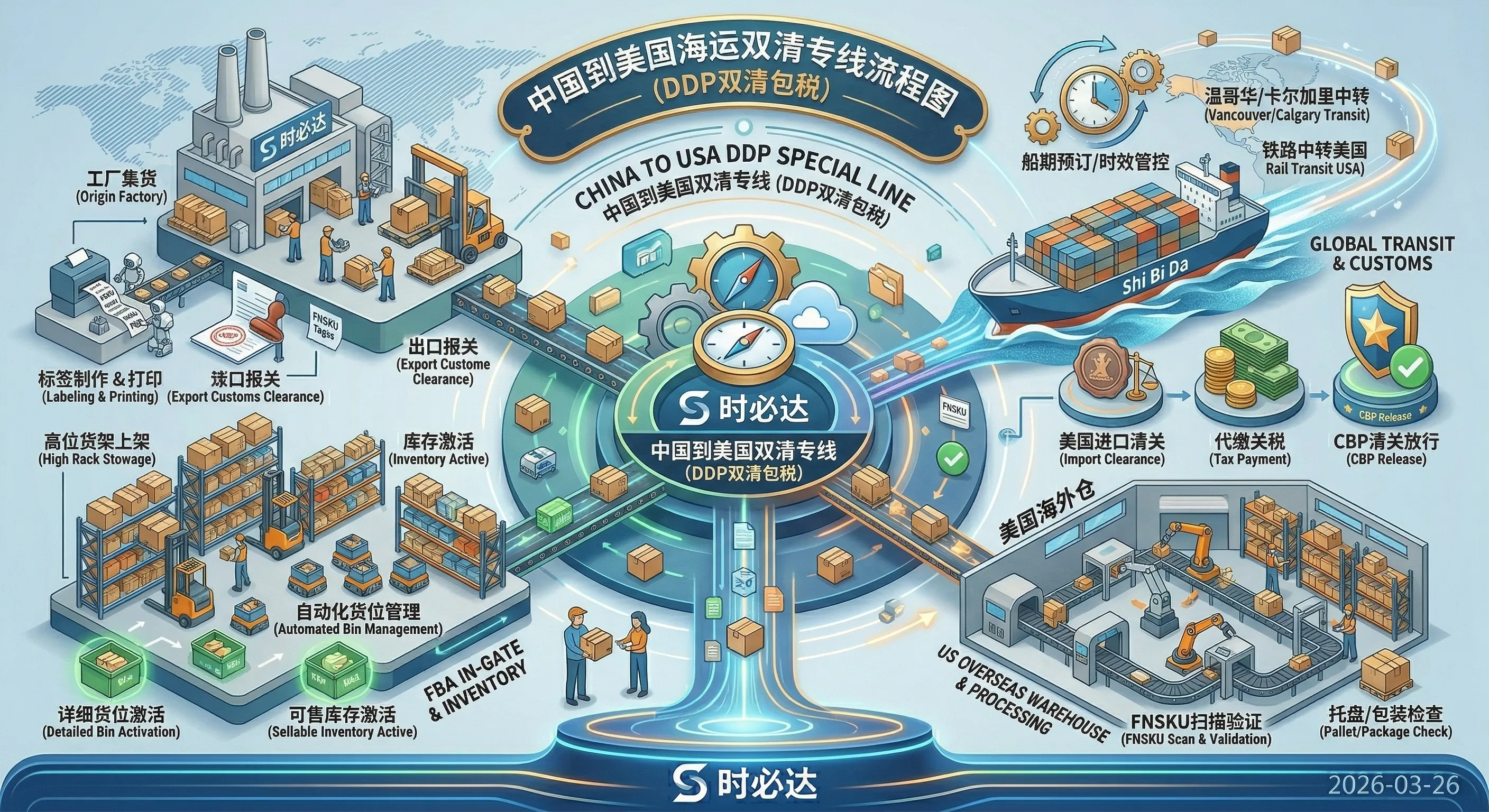 中国到美国海运双清专线流程图