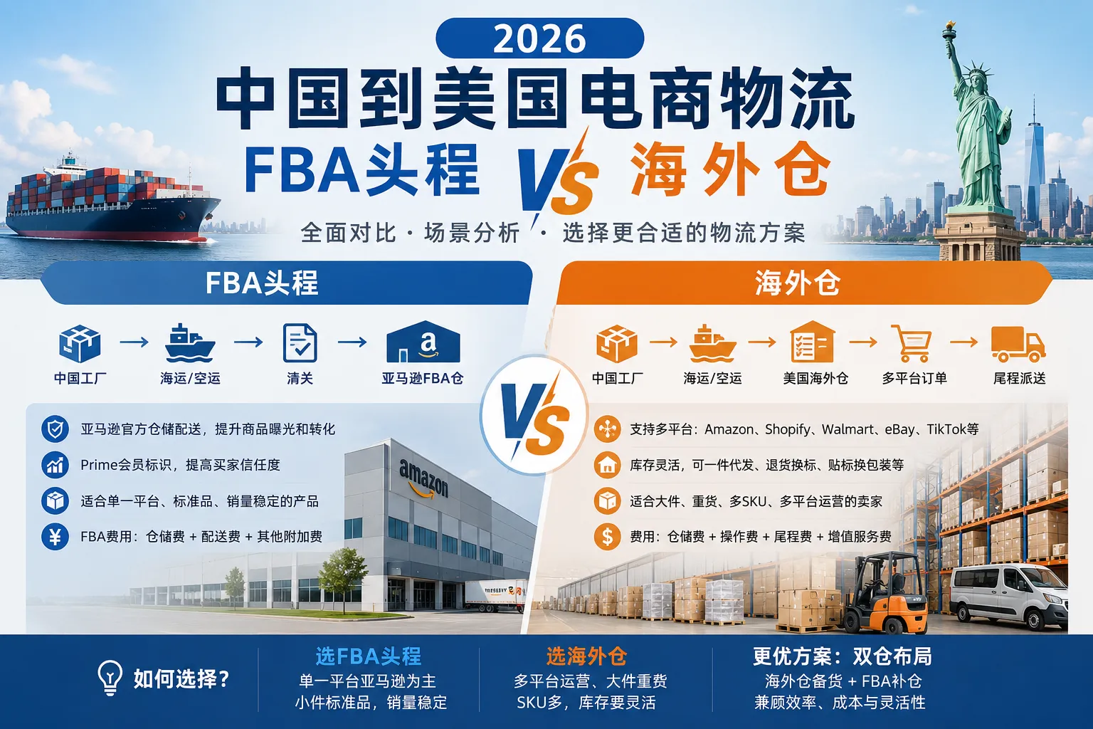 2026中国到美国电商物流FBA头程与海外仓对比